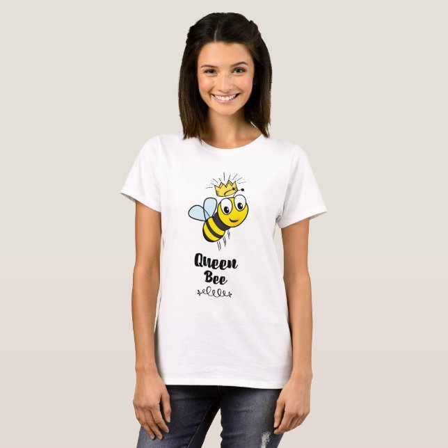 T-shirt La reine Bee mignonne Bumble Bee avec Couronne (Devant entier)