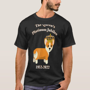 T-shirt La Reine Corgi Jubilé Platine Avec Couronne Chien