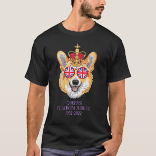 T-shirt La Reine Corgi Jubilé Platine Avec Couronne Chien