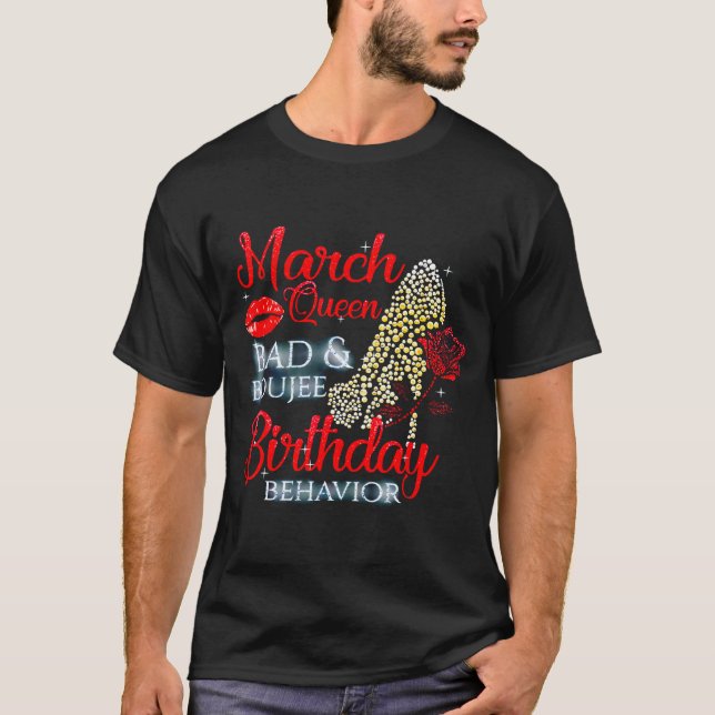 T-shirt La reine de mars mauvais _ comportement d'annivers (Devant)