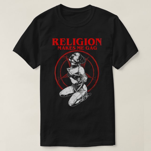 T-shirt La religion me fait bâillonner Nun (Design devant)