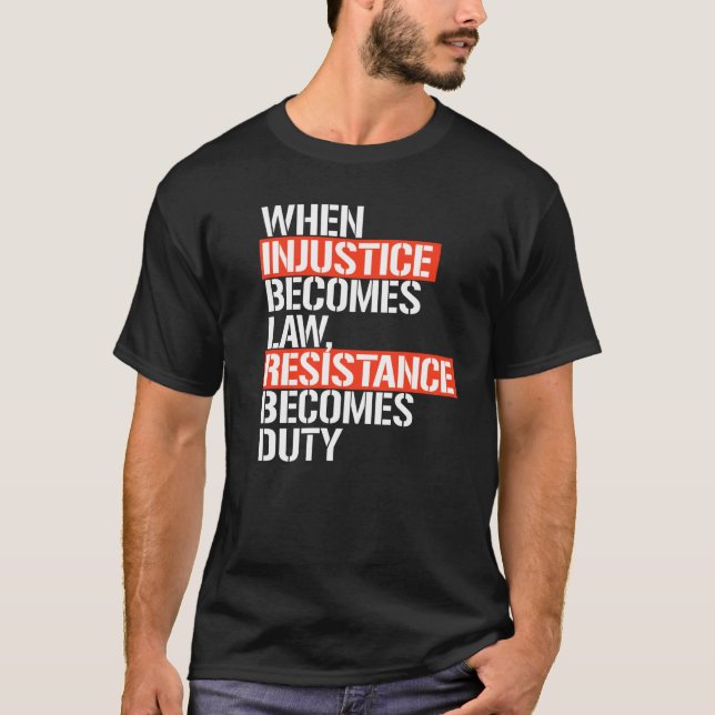 T-SHIRT LA RÉSISTANCE DEVIENT UN DROIT (Devant)