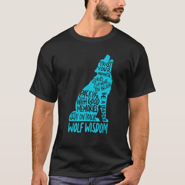T-shirt La sagesse du loup Loup Loups merveilleux Motivati (Devant)