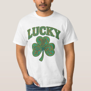 T-shirt La Saint-Patrick   Art de trèfle chanceux orné