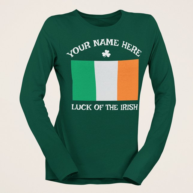 T-shirt La Saint-Patrick Drapeau Irlande Nom Personnalisé  (Créateur téléchargé)
