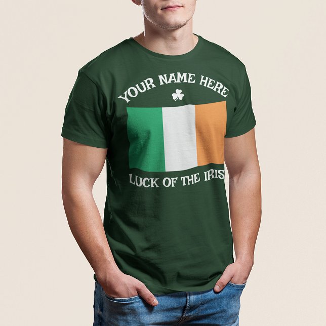 T-shirt La Saint-Patrick Drapeau Irlande Nom Personnalisé  (Créateur téléchargé)