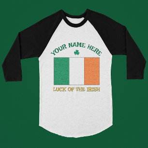 T-shirt La Saint-Patrick Irlande Drapeau Nom personnalisé 