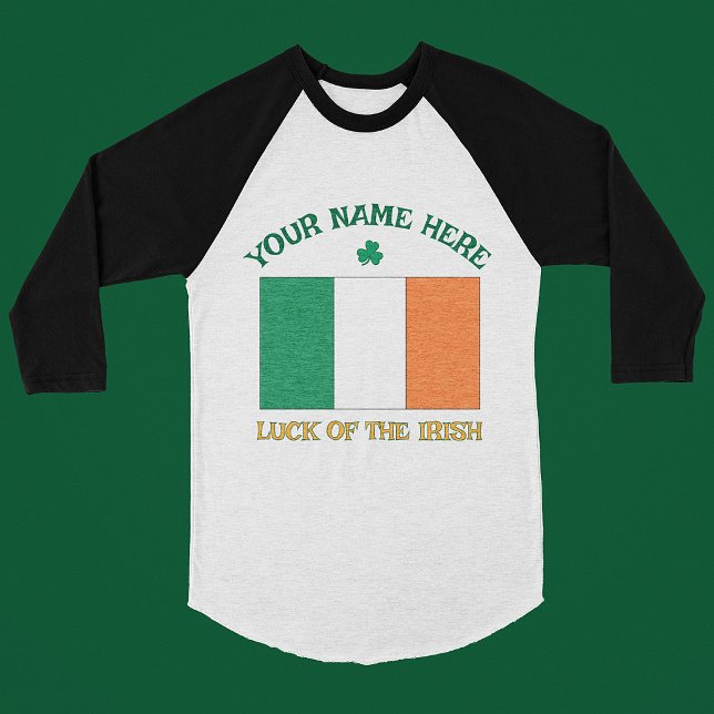 T-shirt La Saint-Patrick Irlande Drapeau Nom personnalisé  (Créateur téléchargé)