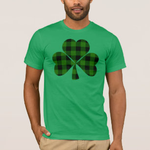 T-shirt la Saint-Patrick, trèfle à carreaux vert irlandais