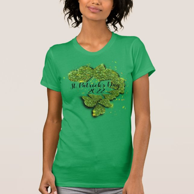 T-shirt La Saint-Patrick | Trèfles | cœurs scintillants  (Devant)