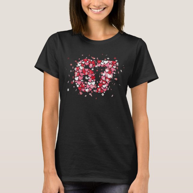 T-shirt La Saint-Valentin 67 Mème rempli de cœurs drôles (Devant)