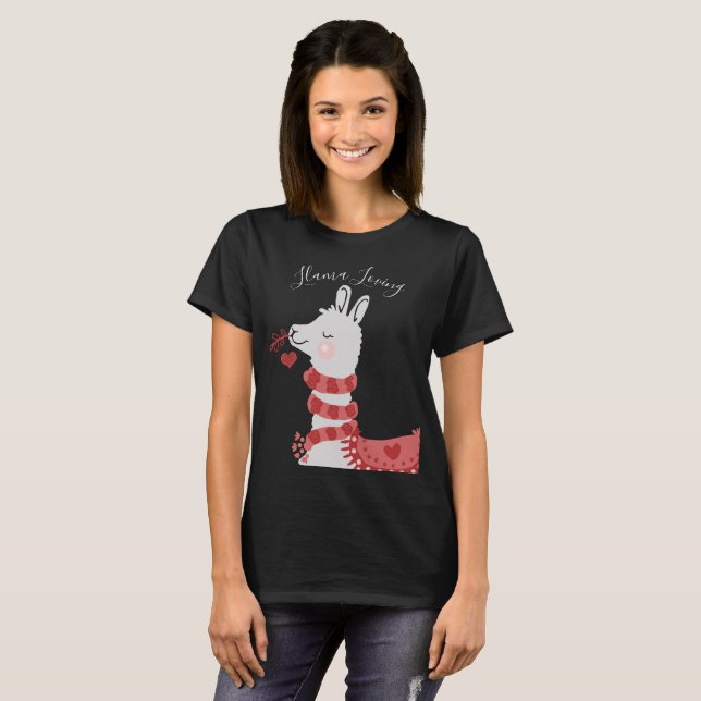 T-shirt La Saint-Valentin amoureuse de Llama (Devant entier)