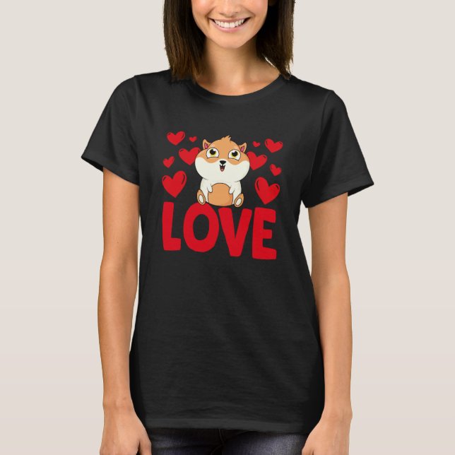 T-shirt La Saint-Valentin Cœurs Amour Cochon d'Inde Animal (Devant)