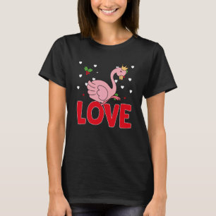 T-shirt La Saint-Valentin coeurs Amour Flamingo Animal Fem