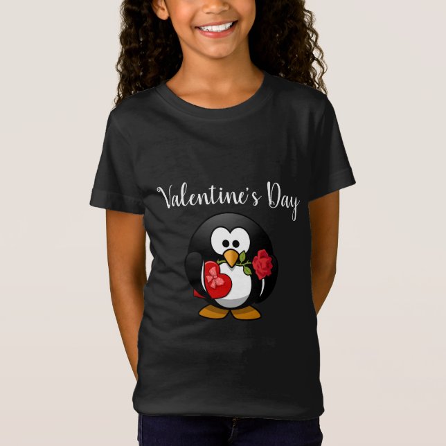 T-Shirt La Saint-Valentin mignonne de pingouin badine la (Devant)