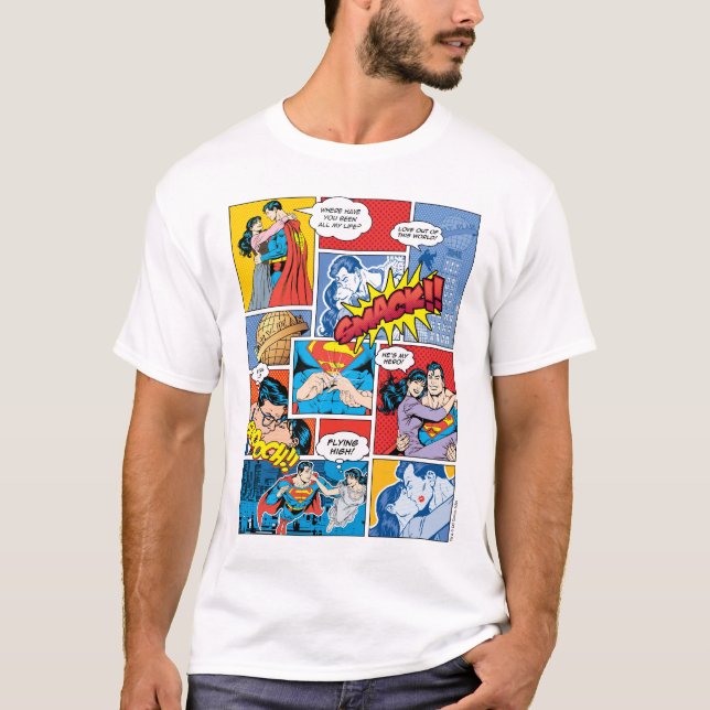 T-shirt La Saint-Valentin Superman | Collage de bandes des (Devant)