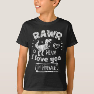 T-shirt La Saint-Valentin T-rex Rawr signifie je t'aime en