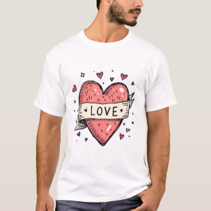 T-shirt La Saint-Valentin Vintage Heart Doodle Amour