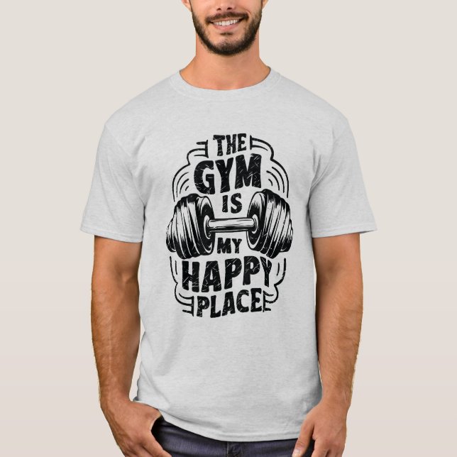 T-shirt La Salle De Fitness Est Mon Endroit Heureux. Gym L (Devant)
