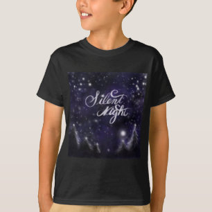 T-shirt La scène nocturne enneigée étoiles pins nuit silen
