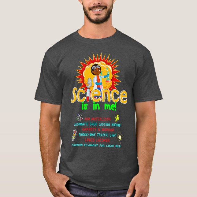 T-shirt La science est en moi inventeur d'histoire noire e (Devant)