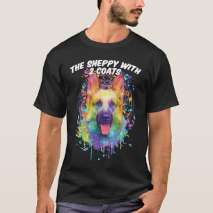 T-shirt La Sheppy à 2 Manteaux  Berger Allemand Humour Ell