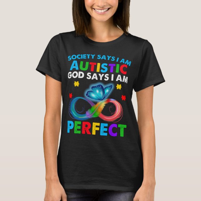 T-shirt La Société des papillons dit que je suis autiste D (Devant)