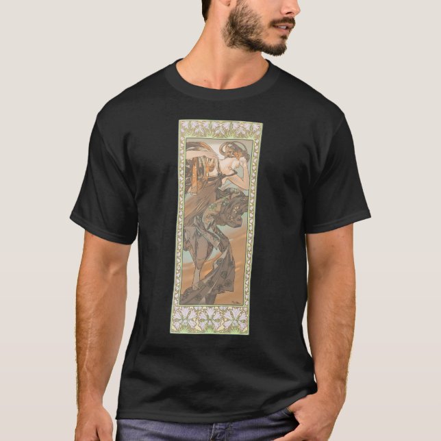 T-shirt La Soirée Étoile D'Alphonse Mucha. élevé (Devant)