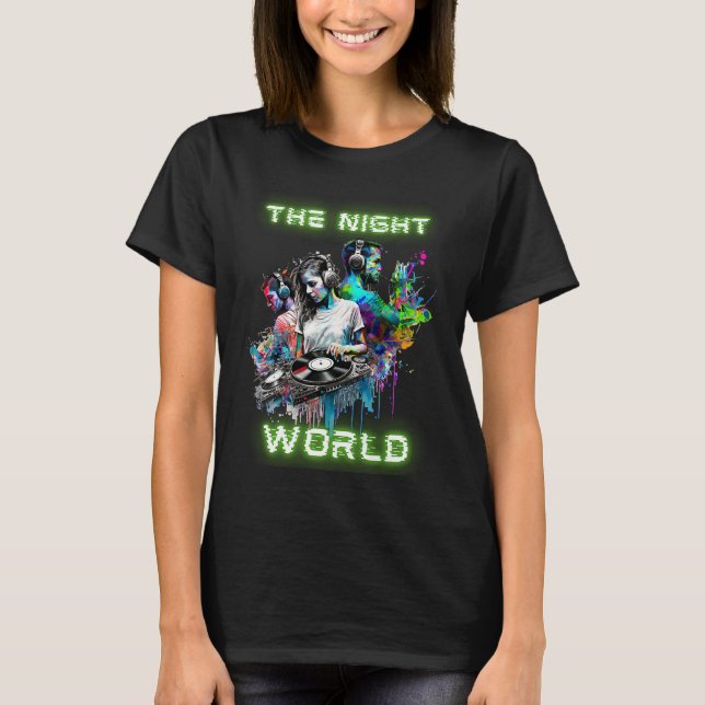 T-shirt La soirée Thème du dj du Night World (Devant)
