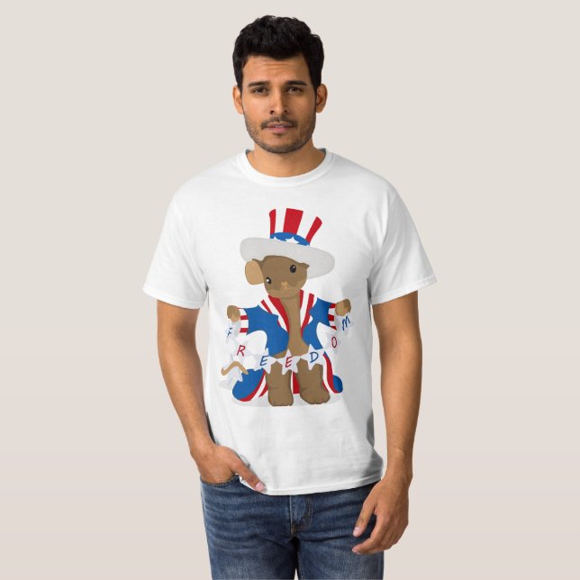 T-shirt La souris patriotique aime célébrer la liberté du (Devant entier)