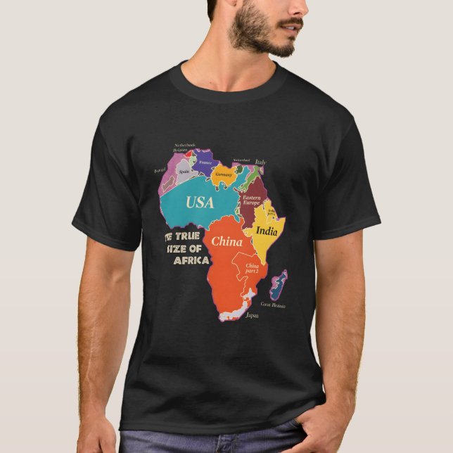 T-shirt La Taille Réelle De L'Afrique (Devant)