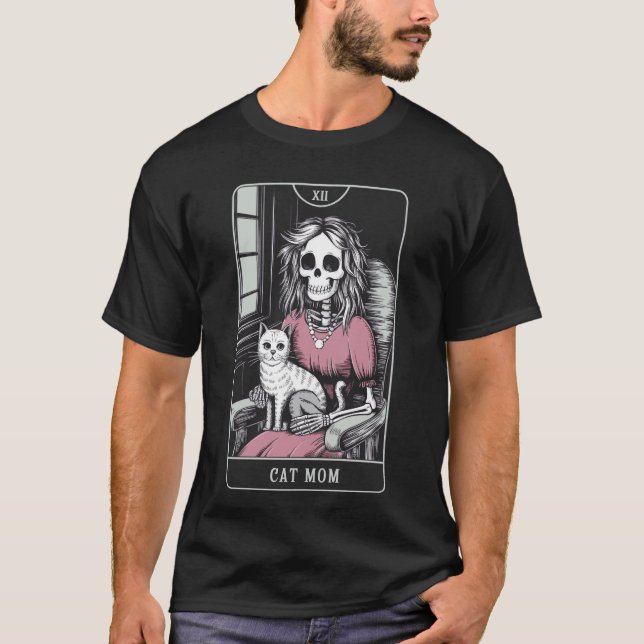 T-shirt La Tarot de la Mère Chat Sorcière Squelette (Devant)