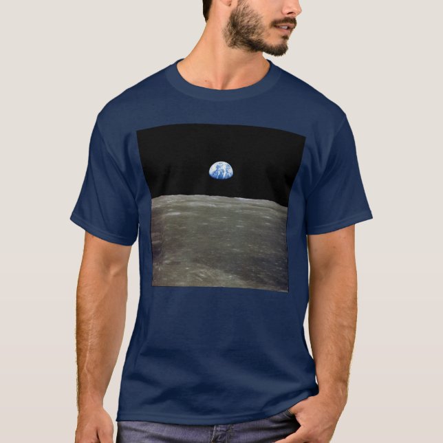 T-shirt La Terre de Lune dans l'espace noir (Devant)