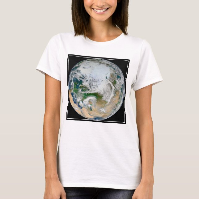T-shirt La Terre Montre L'Arctique, L'Europe Et L'Asie. (Devant)