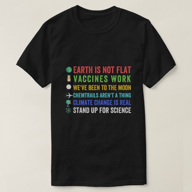 T-shirt La Terre n'est pas plate ! Les vaccins fonctionnen (Design devant)