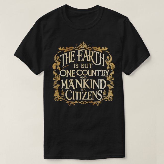 T-shirt La Terre n'est qu'un pays La Foi Bahai (Design devant)