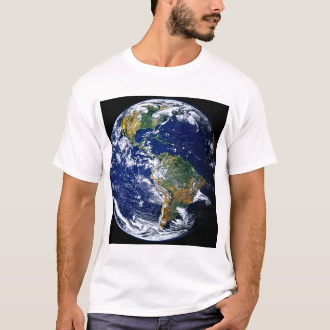T-shirt La Terre Pleine Montre Les Amériques (Devant)