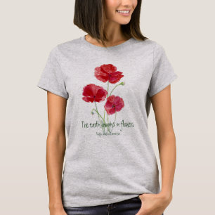 T-shirt La Terre rit dans Citation de fleurs, Pépites roug