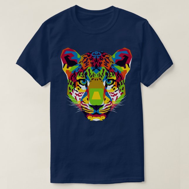 T-shirt La tête de léopard colorée (Design devant)