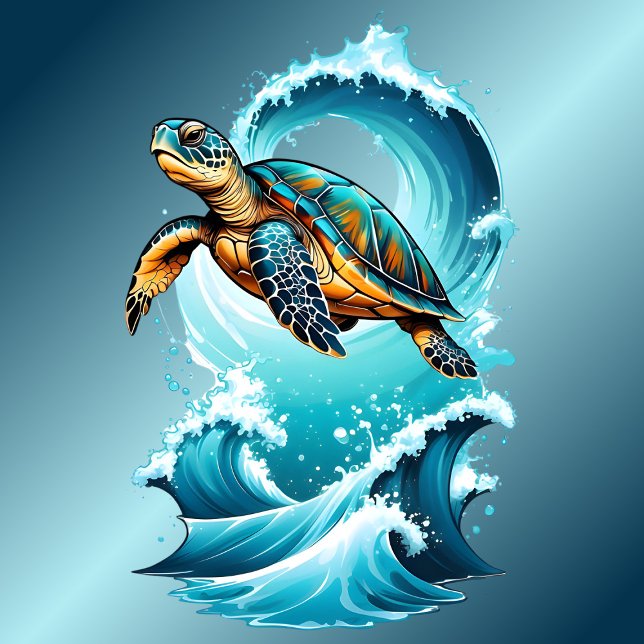 T-shirt La tortue nager au milieu des vagues (Créateur téléchargé)