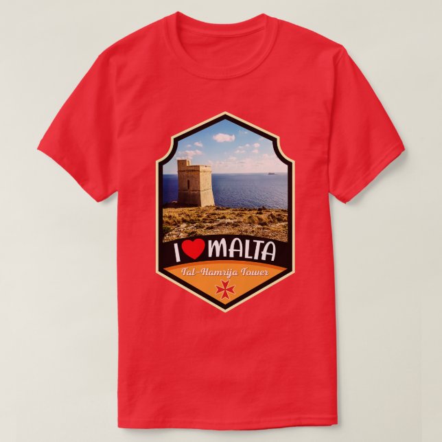 T-shirt La Tour Tal Hamrija De Malte Et L'Île Filfla (Design devant)
