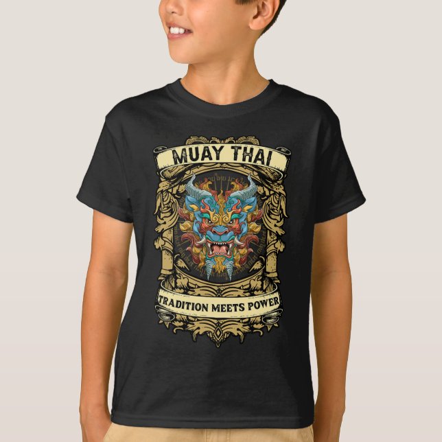 T-shirt La tradition rencontre la puissance - Kickboxing e (Devant)