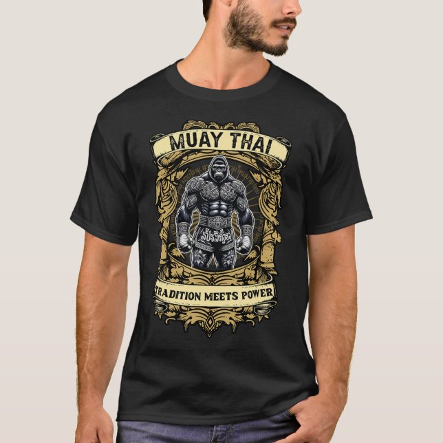 T-shirt La tradition rencontre la puissance - Kickboxing e (Devant)