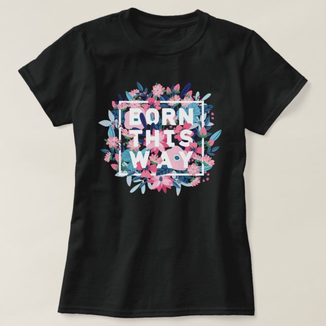 T-shirt La Trans Pride bleu rose bleu floral (Design devant)