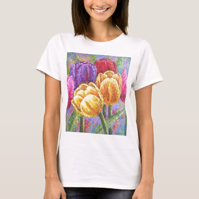 T-shirt La tulipe fleurit l'art floral de peinture - multi (Devant)