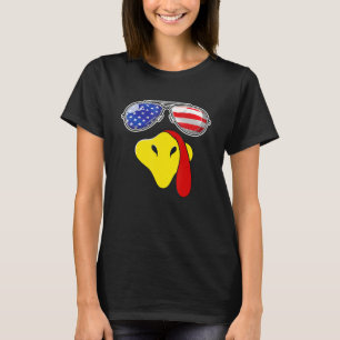T-shirt La Turquie Face À Thankgiving Avec Nous Drapeau Lu