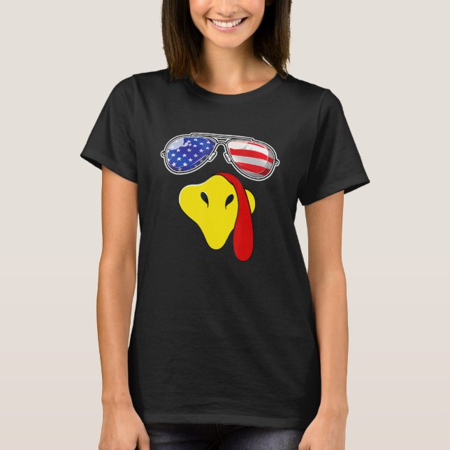 T-shirt La Turquie Face À Thankgiving Avec Nous Drapeau Lu (Devant)