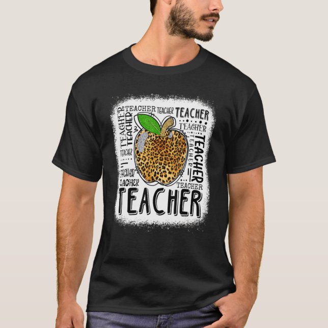 T-shirt La Typographie De Leopard Apple Enseignant Retour  (Devant)