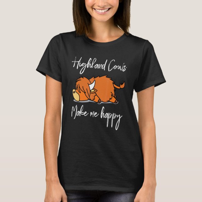 T-shirt La vache des Highlands me rend heureux (Devant)