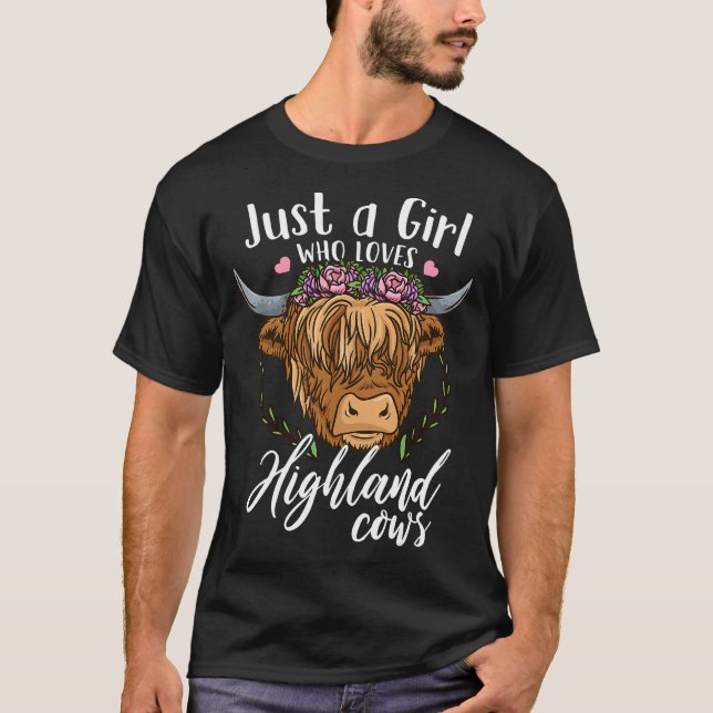 T-shirt La vache écossaise Highland Just a Girl Who Love H (Devant)